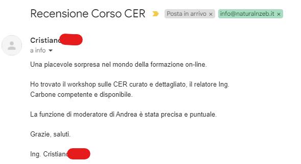 Recensione Cristiano corso CER